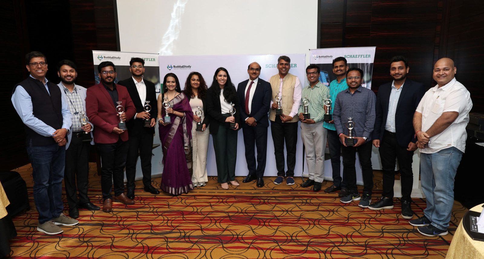 Mr. Harsha Kadam, MD and CEO, Schaeffler India Limited (center) with the 10 winners of the 2nd edition of Schaeffler Social Innovator Program.